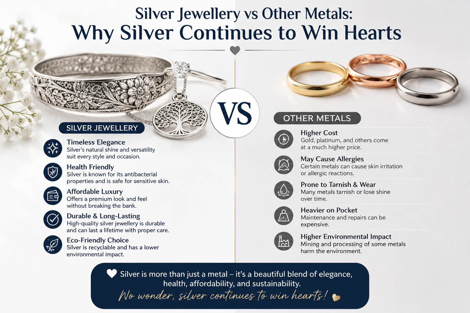 Silver Jewellery vs Other Metals: Why Silver Continues to Win Hearts