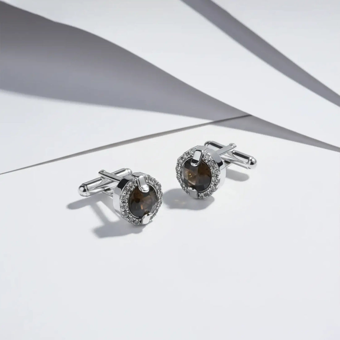 Classic Round Pure Silver Cufflinks with Black Stone- Made With Pure 925 Silver