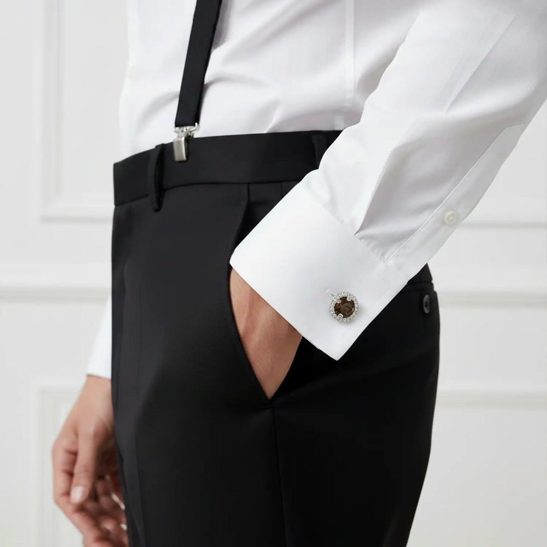 Classic Round Pure Silver Cufflinks with Black Stone- Made With Pure 925 Silver