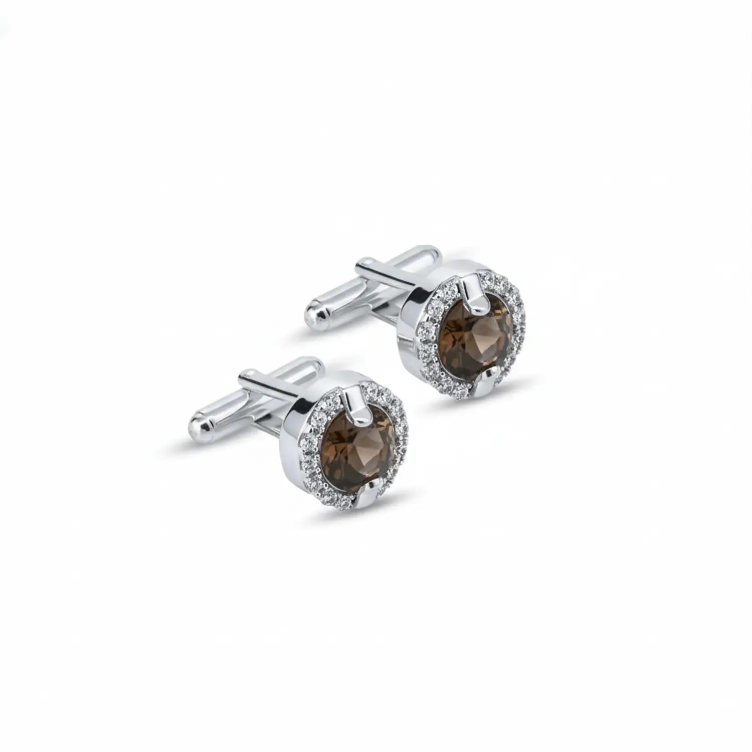 Classic Round Pure Silver Cufflinks with Black Stone- Made With Pure 925 Silver