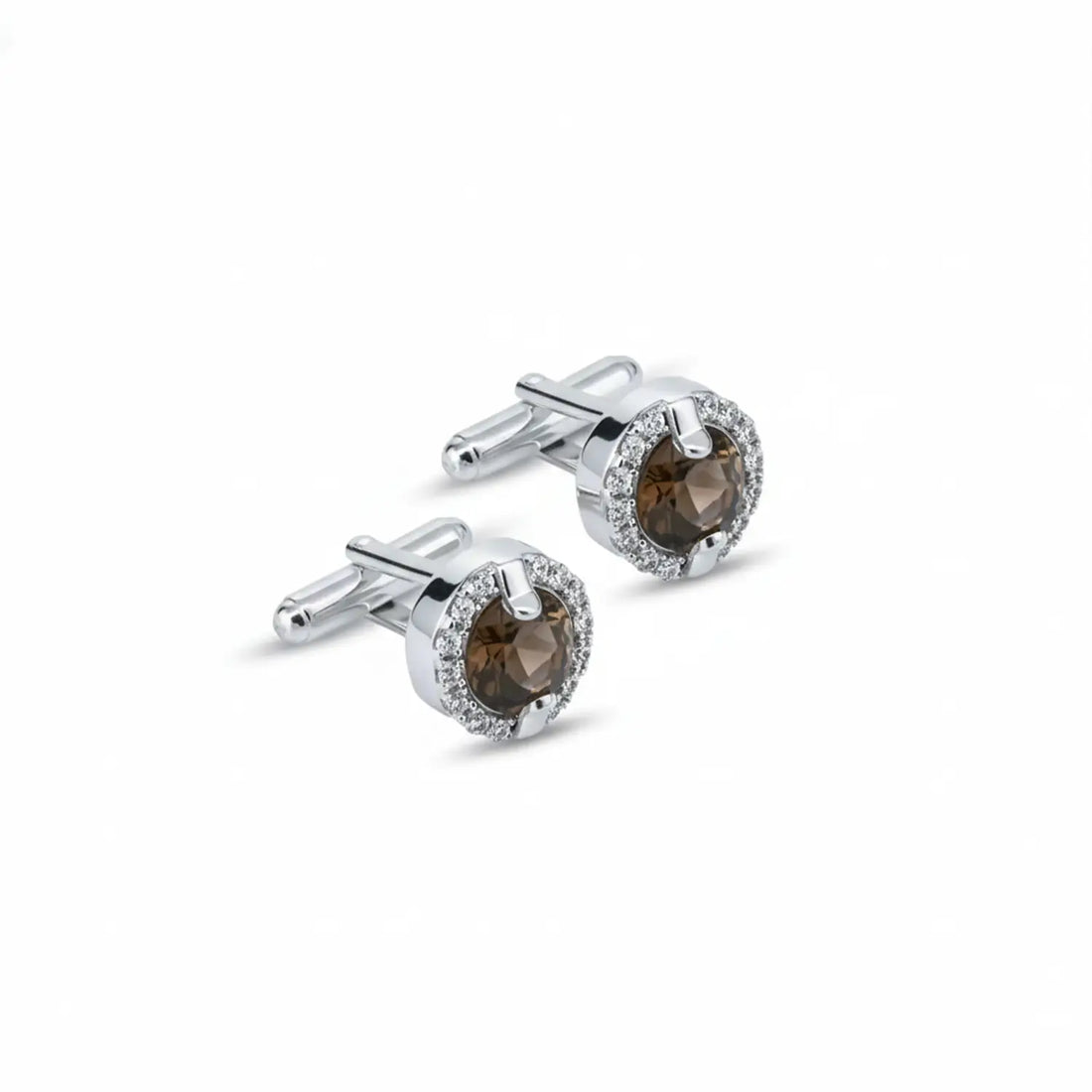 Classic Round Pure Silver Cufflinks with Black Stone- Made With Pure 925 Silver