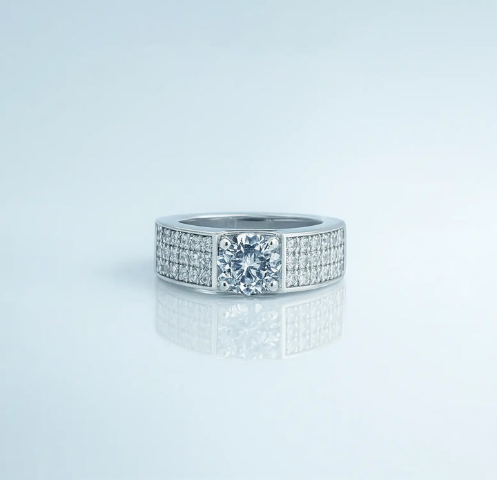 Bold Pure Silver Ring with Sparkling CZ Accents - Made With Pure 925 Silver