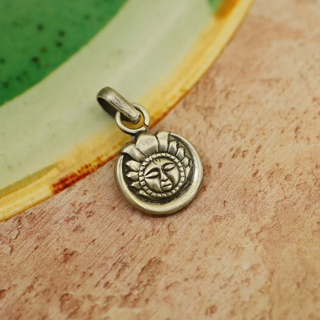 Antique Silver Sun Face kids Pendant- Made With Pure 925 Silver