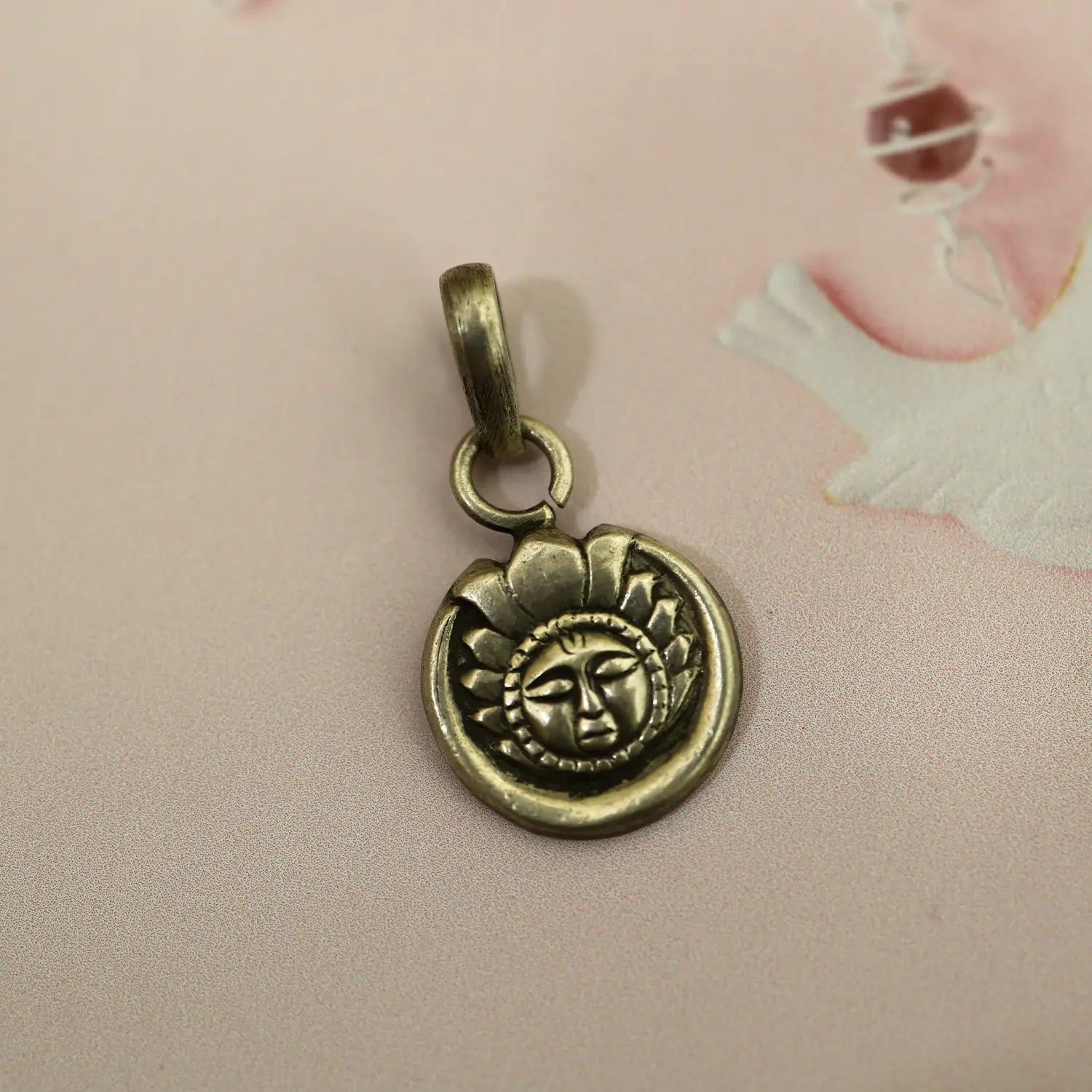 Antique Silver Sun Face kids Pendant- Made With Pure 925 Silver