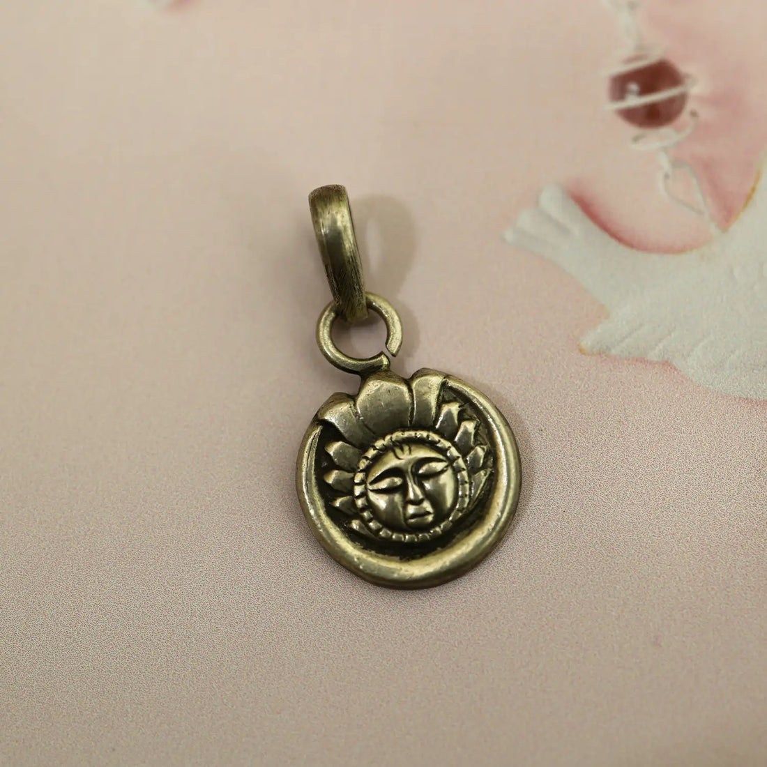 Antique Silver Sun Face kids Pendant- Made With Pure 925 Silver