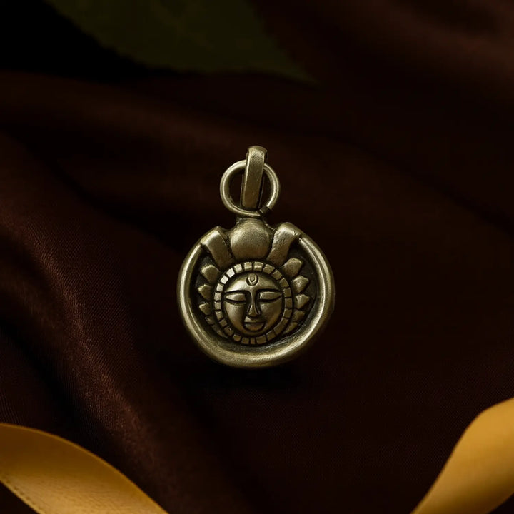 Antique Silver Sun Face kids Pendant- Made With Pure 925 Silver