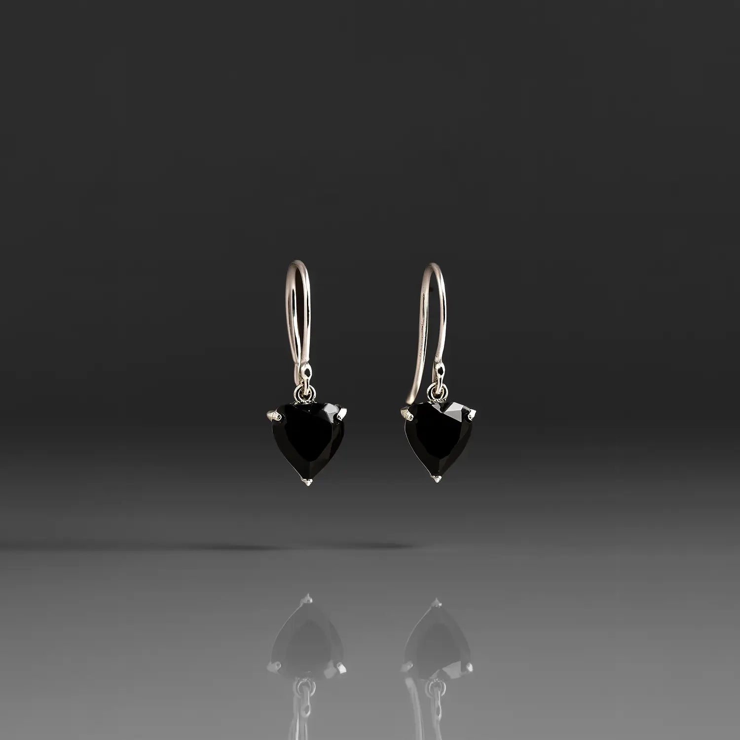 Pure Silver Black Heart Drop Earrings- Made With Pure 925 Silver
