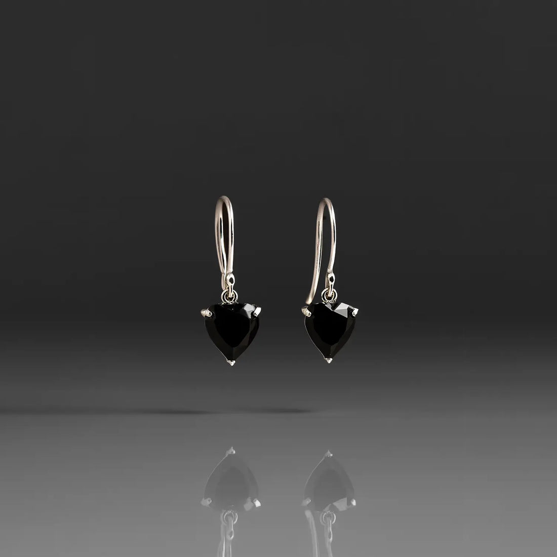 Pure Silver Black Heart Drop Earrings- Made With Pure 925 Silver