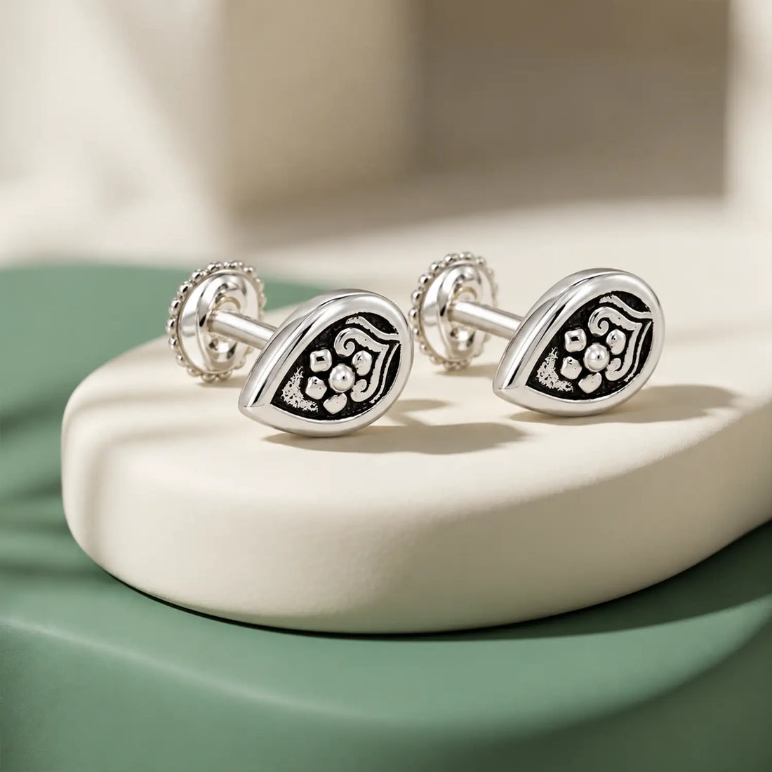 Vintage Teardrop Oxidised Silver Stud Earrings - Made With Pure 925 Silver