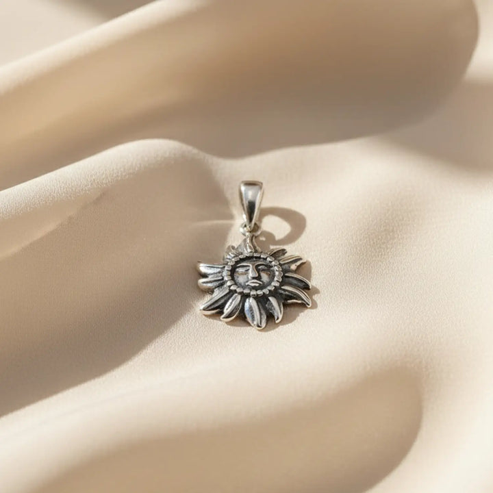 Divine Pure Silver Sun Face Pendant - Made With 925 Pure Silver