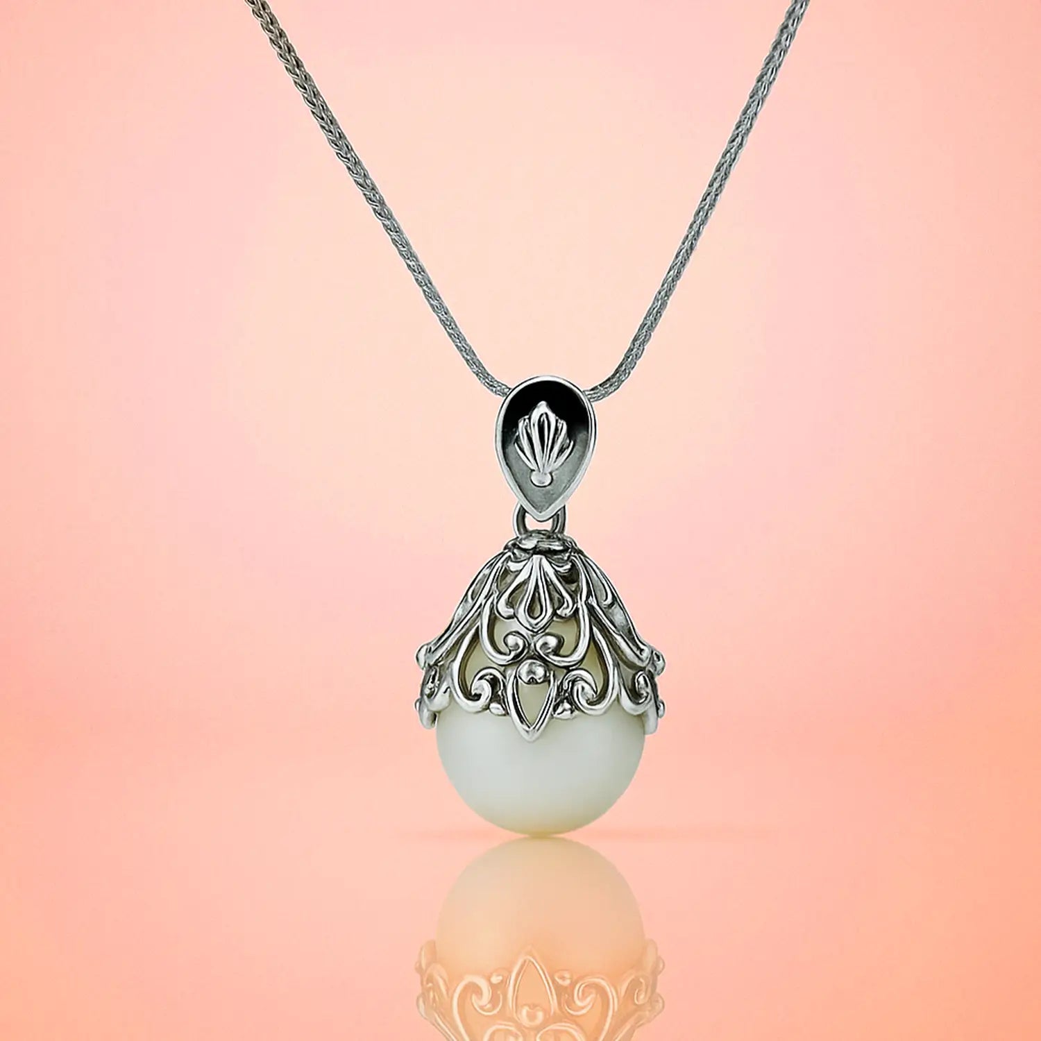 Elegant Black Stone Silver Necklace- Made With Pure 925 Silver