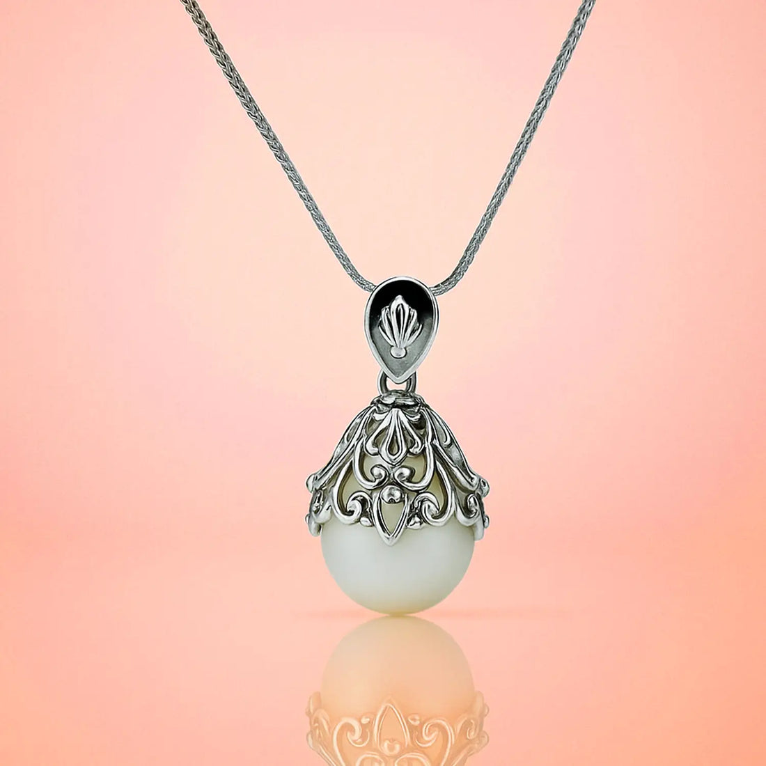 Elegant Black Stone Silver Necklace- Made With Pure 925 Silver