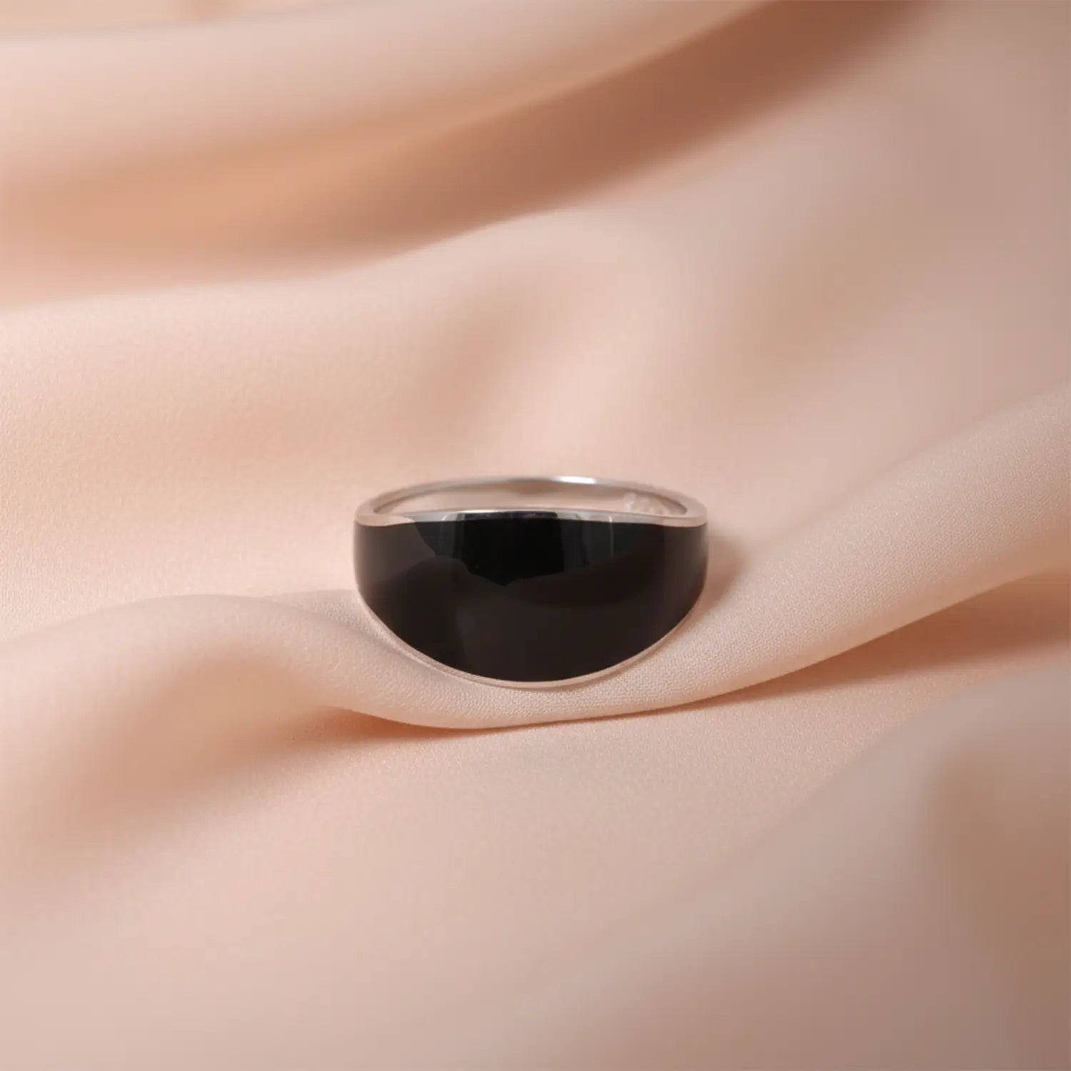 Onyx Shine Silver Band Ring - Made With Pure 925 Silver