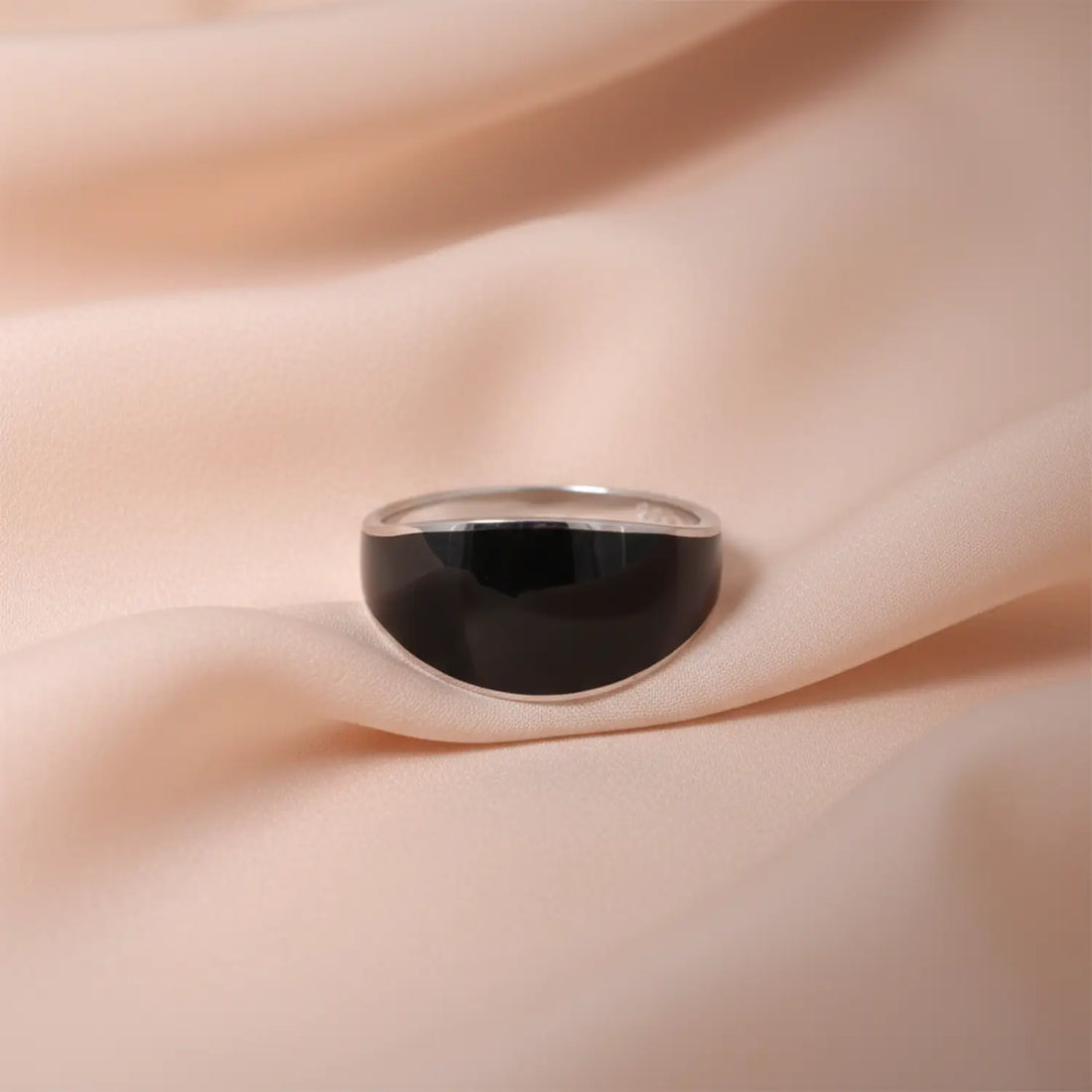 Onyx Shine Silver Band Ring - Made With Pure 925 Silver