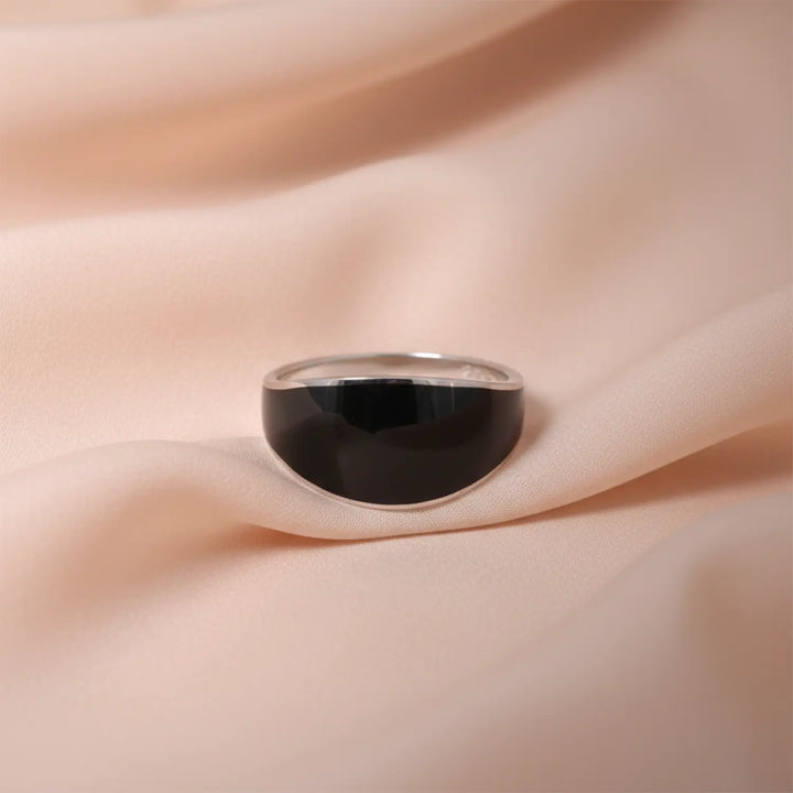 Onyx Shine Silver Band Ring - Made With Pure 925 Silver