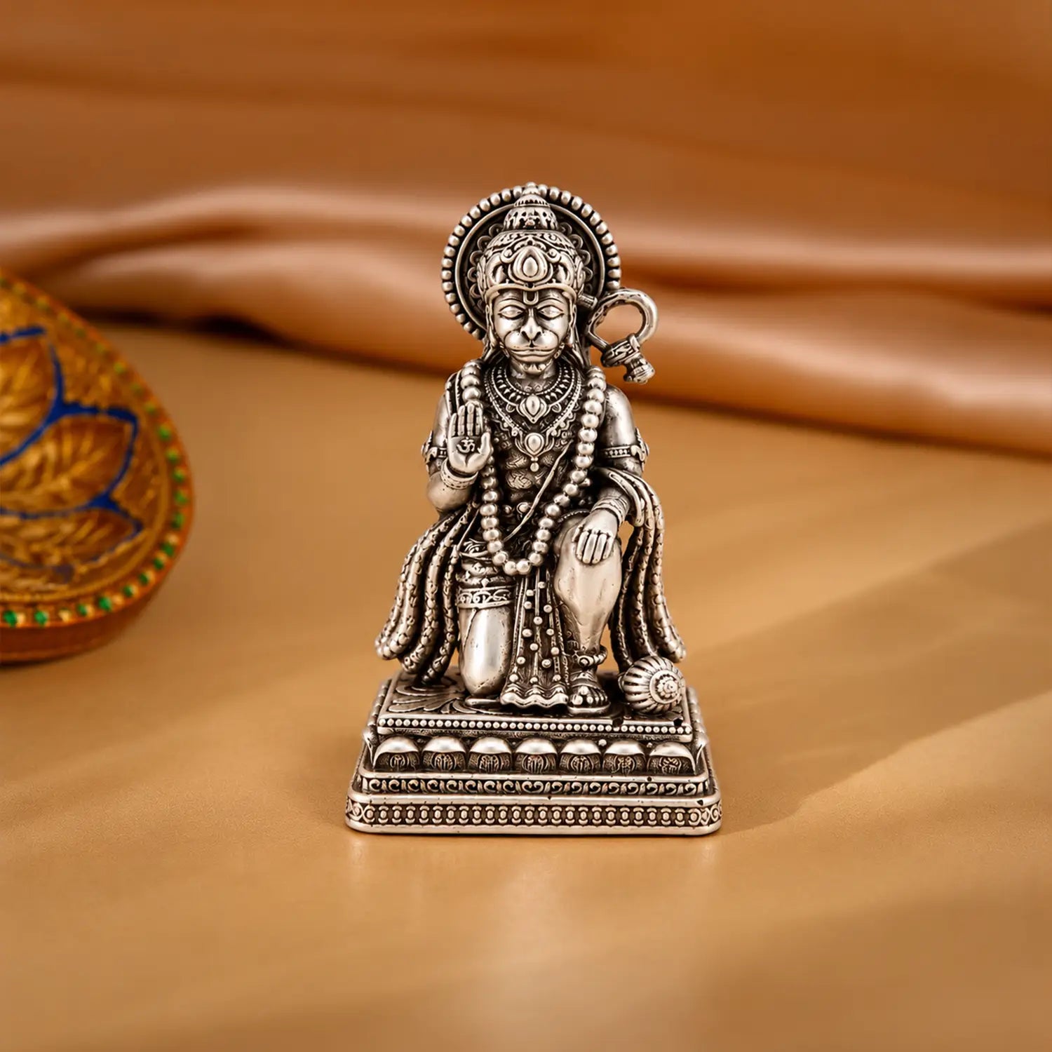 Pure Silver Lord Hanuman Idol – Antique Finish- Made With Pure 925 Silver