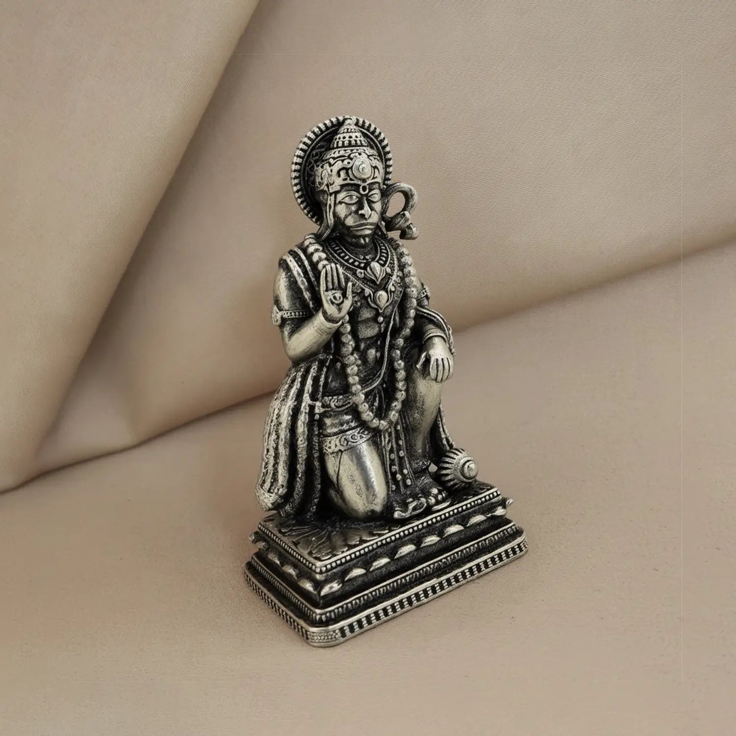 Pure Silver Lord Hanuman Idol – Antique Finish- Made With Pure 925 Silver