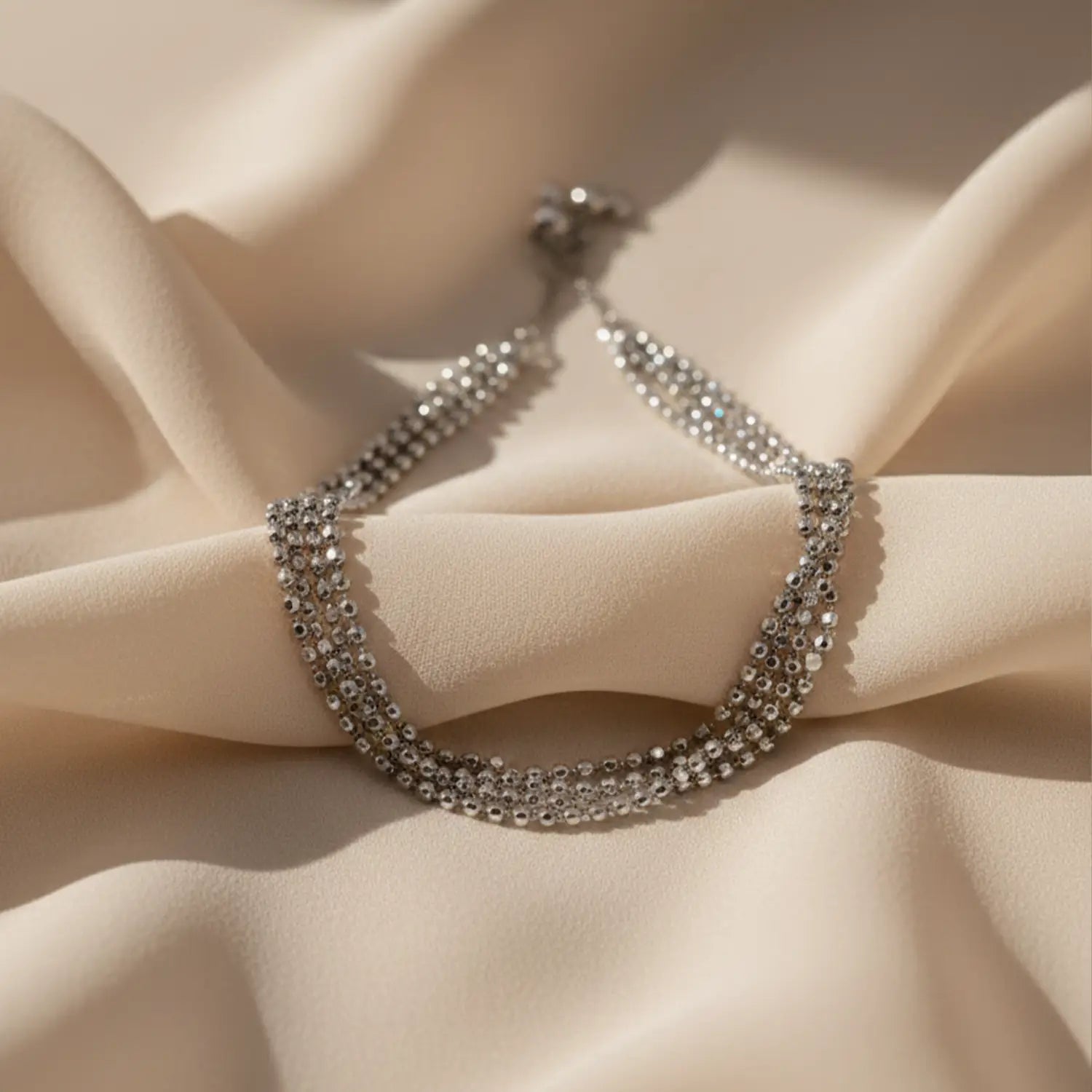 Classic Multi-Strand Beaded Pure Silver Bracelet - Made With Pure 925 Silver