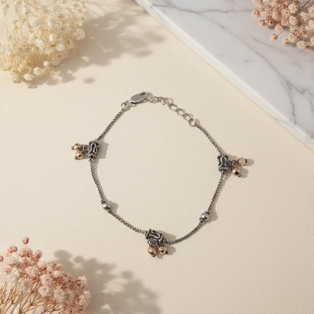 Oxidized Ghungroo Charm Pure Silver Bracelet - Made With Pure 925 Silver
