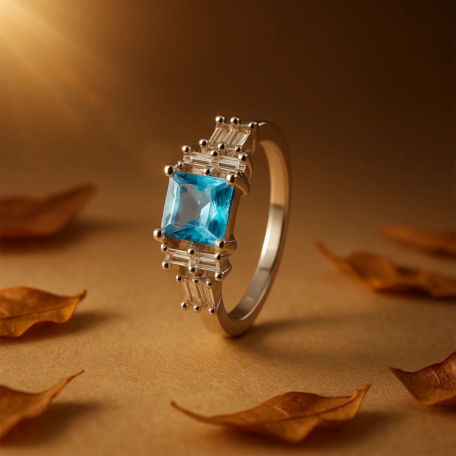 Blue Radiance Pure Silver Ring - Made With Pure 925 Silver