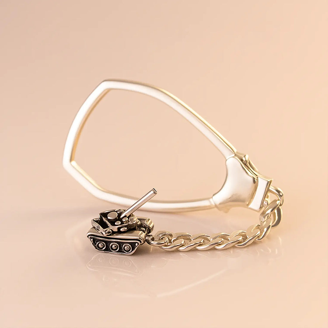 Pure Silver Tank Keychain  - Made With Pure 925 Silver