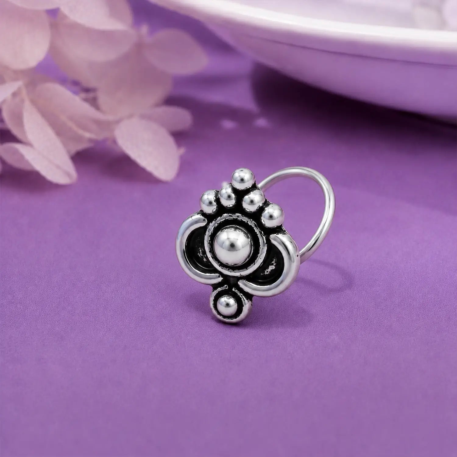Antique Silver Crown Nose Pin- Made With Pure 925 Silver
