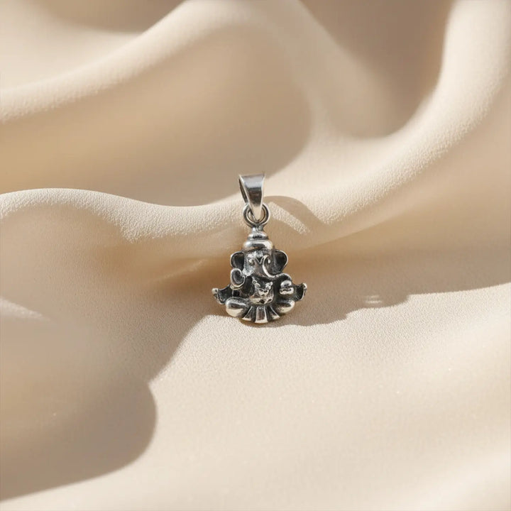 Lord Ganesha Design Pure Silver Pendant - Made With 925 Pure Silver