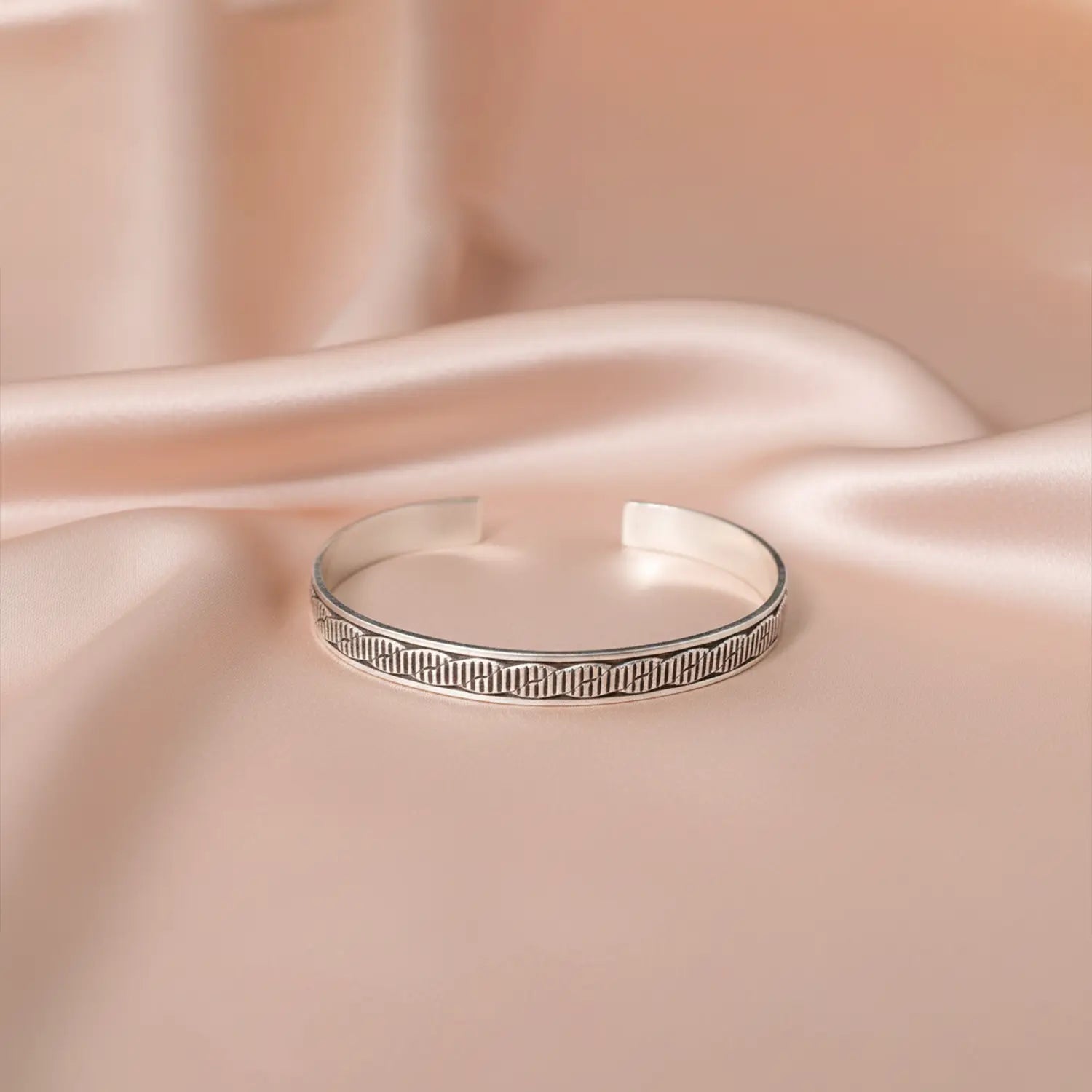 Minimal Textured Oxidised Silver Cuff Bracelet - Made With Pure 925 Silver