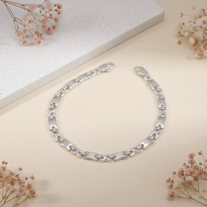 Modern Interlock Pure Silver Bracelet - Made With Pure 925 Silver
