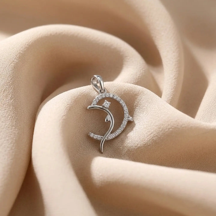 Elegant Dolphin Curve Pure Silver Pendant- Made With 925 Pure Silver