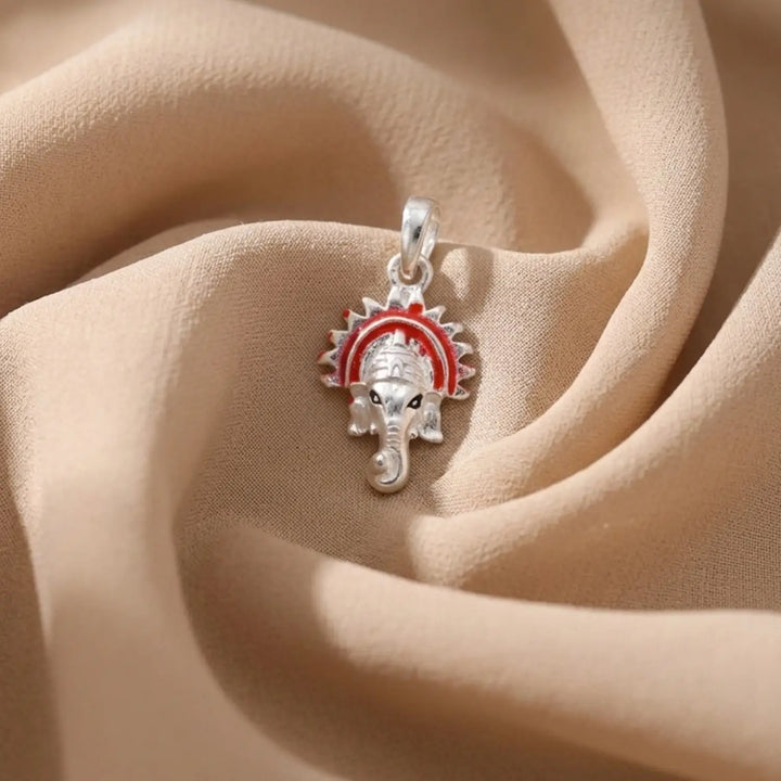 Divine Ganesh Design Pure Silver Pendant - Made With 925 Pure Silver
