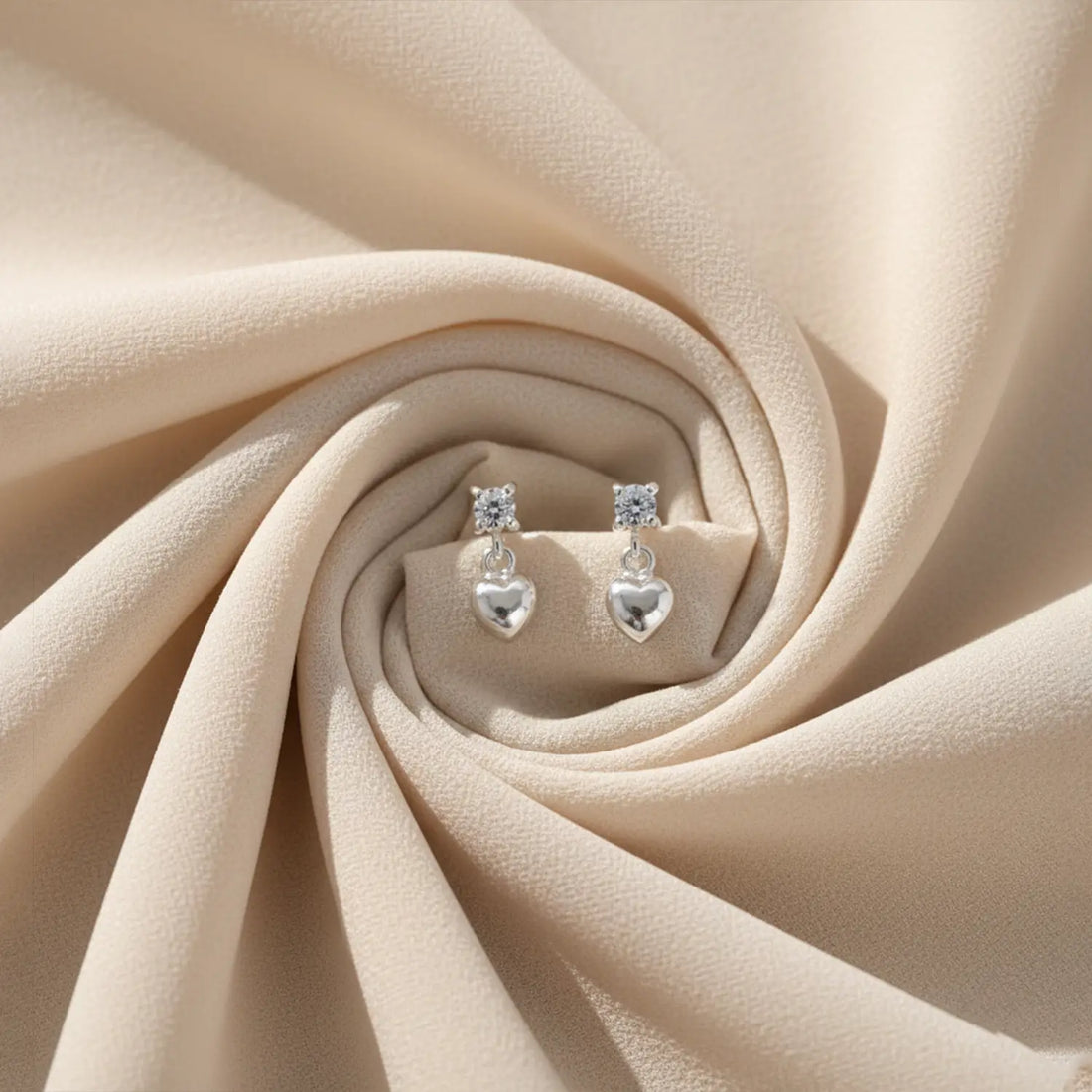 Sparkling Heart Drop Pure Silver Earrings- Made With Pure 925 Silver