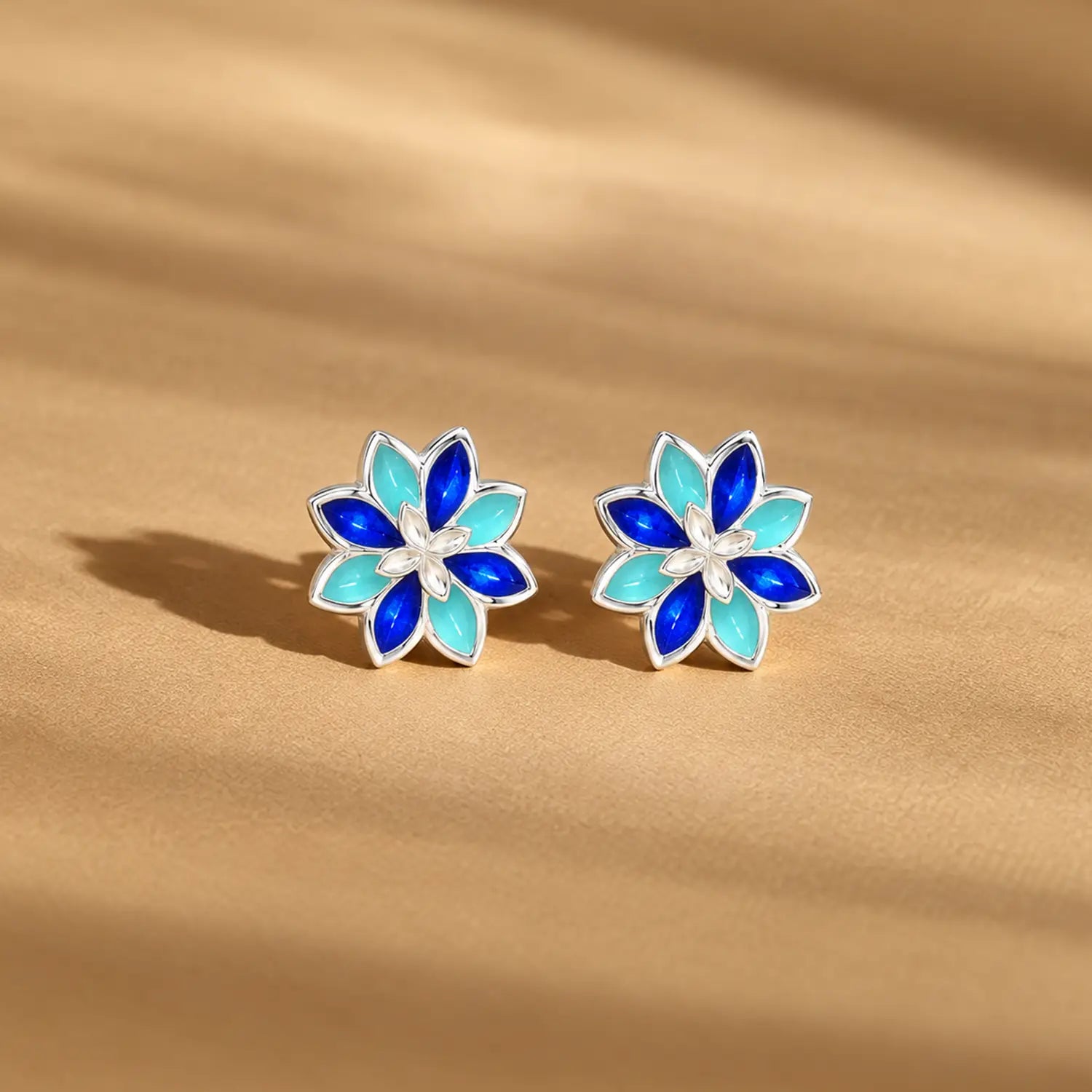 Pink Floral Gemstone Silver Stud Earrings - Made With Pure 925 Silver