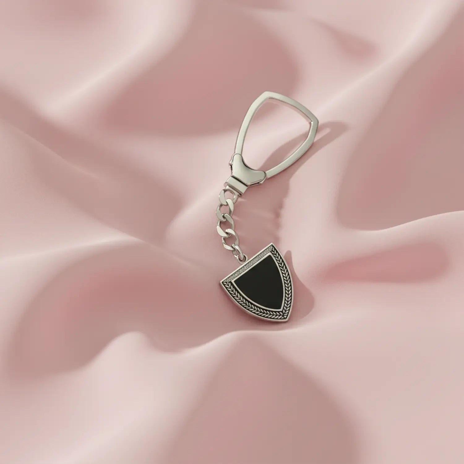 Majestic Black Shield Silver Keychain - Made With Pure 925 Silver