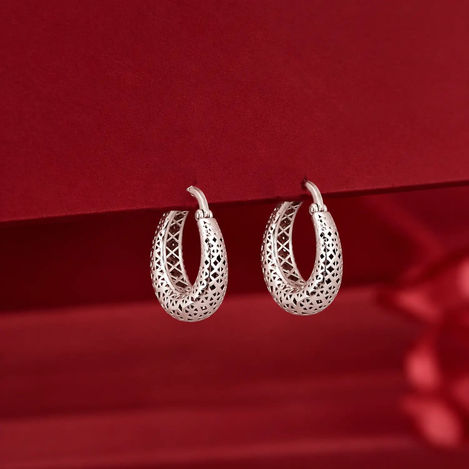 Elegant Textured Hoop 925 Silver Earrings - Made With Pure 925 Silver