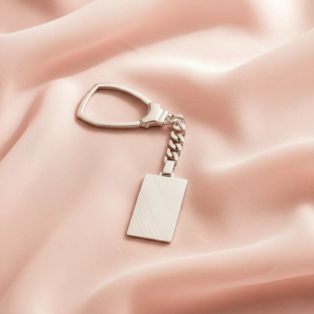 Sleek Silver Rectangle Keychain - Made With Pure 925 Silver