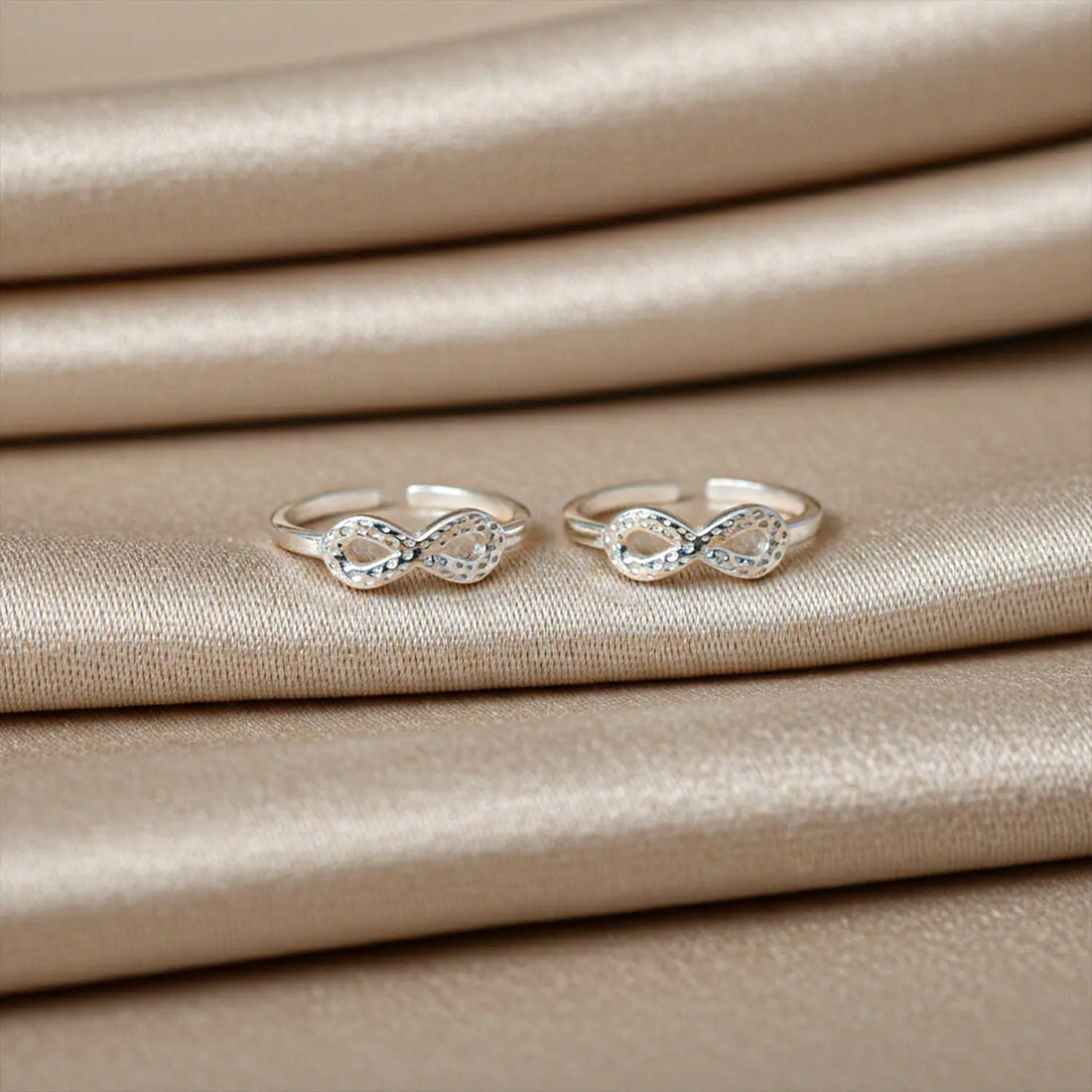 Sparkling Infinity Knot Toe Rings- Made With Pure 925 Silver