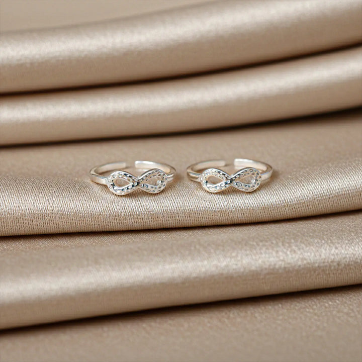 Sparkling Infinity Knot Toe Rings- Made With Pure 925 Silver