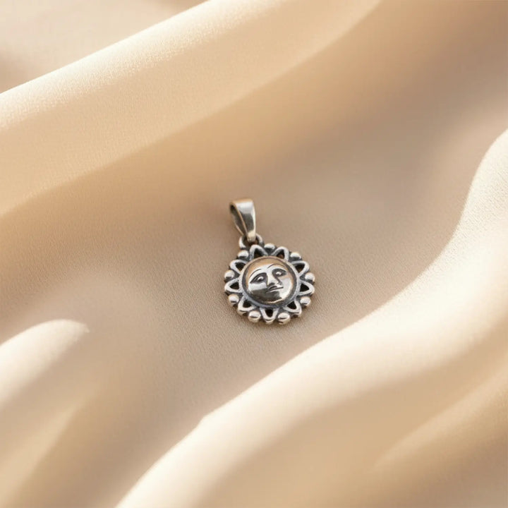 Divine Sterling Silver Sun Face Pendant - Made With 925 Pure Silver
