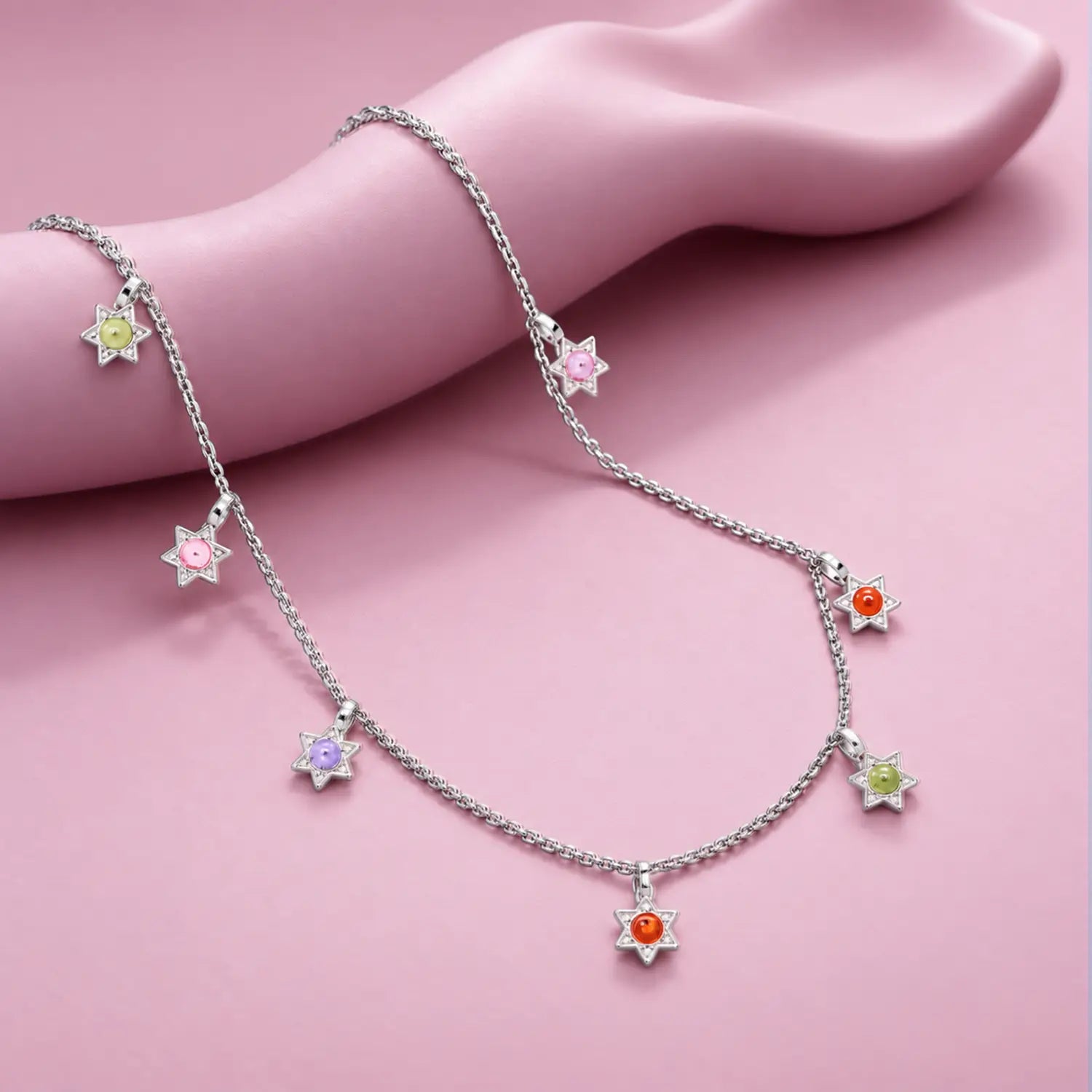 Multicolor Star Charm Chain - Made With Pure 925 Silver