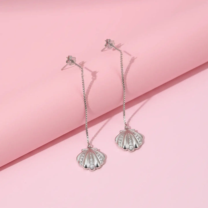 Elegant Shell Drop Pure Silver Earrings - Made With Pure 925 Silver