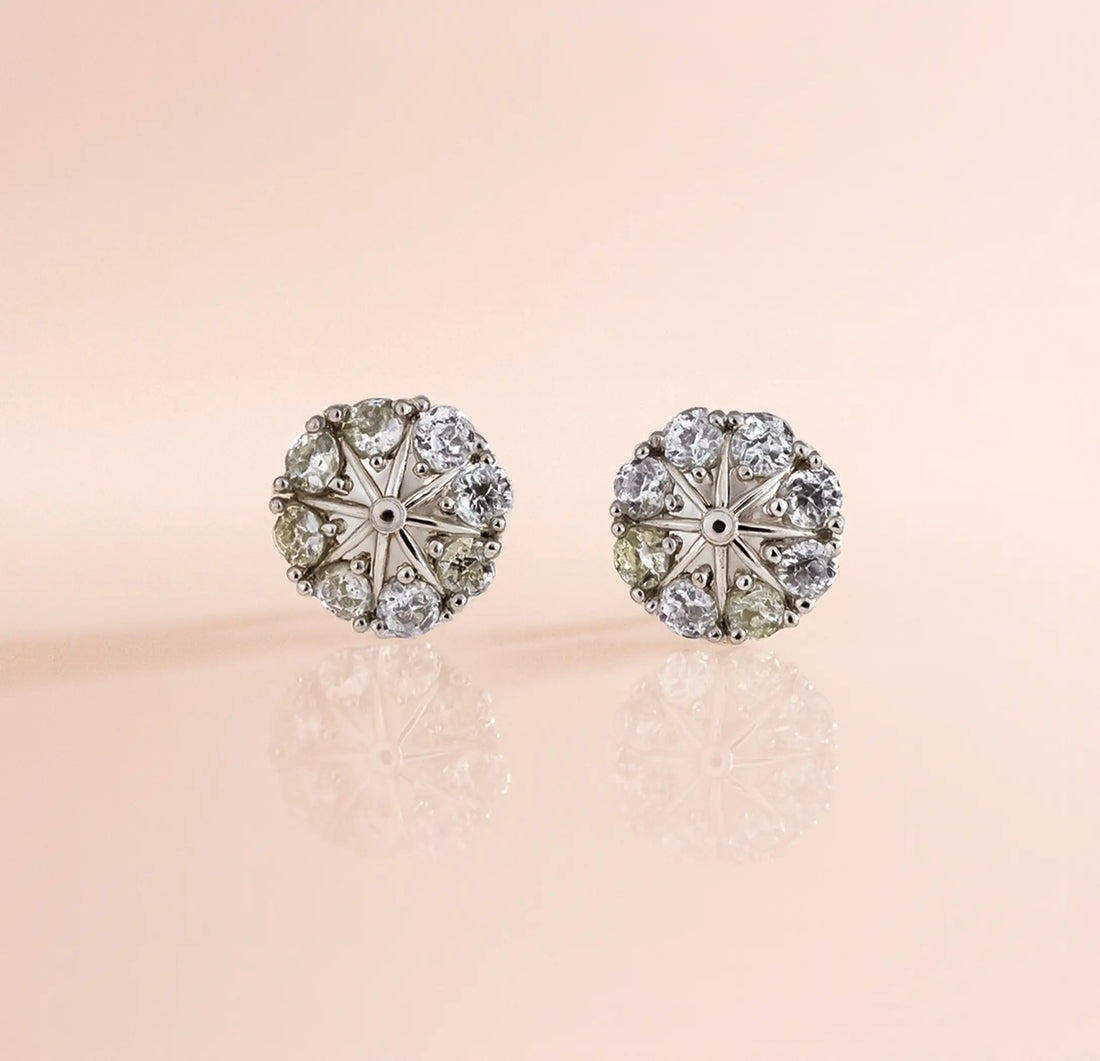 Vintage Floral Silver Stud Earrings- Made With Pure 925 Silver