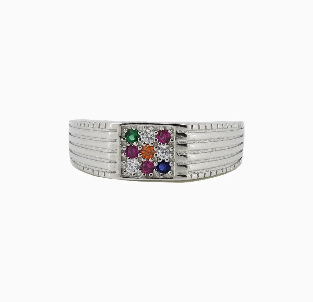 Navratna Pure Silver Ring - Made With Pure 925 Silver