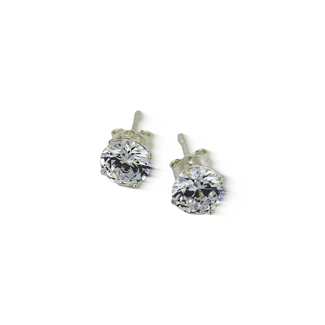 Classic Pure Silver Solitaire Stud Earrings- Made With Pure 925 Silver
