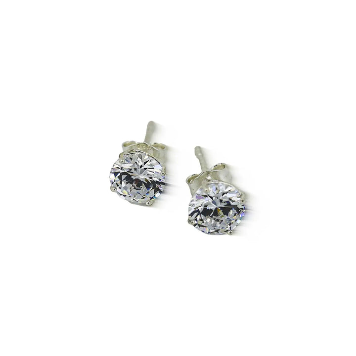 Classic Pure Silver Solitaire Stud Earrings- Made With Pure 925 Silver