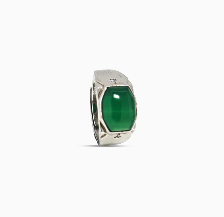 Pure Silver Green Onyx Ring-Made With Pure 925 Silver