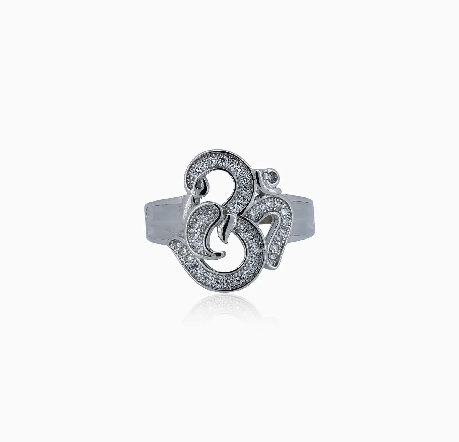 Pure Silver Om Ring with CZ Accents - Made With Pure 925 Silver