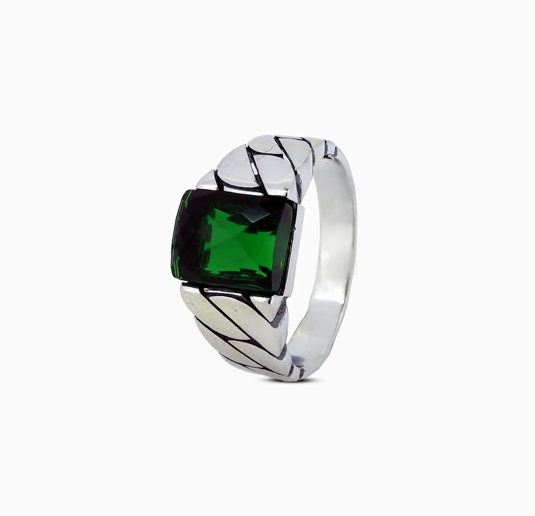 Green Gemstone Silver Ring - Made With Pure 925 Silver