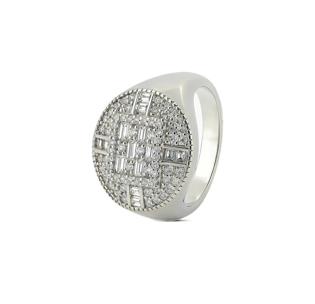 Pure Silver Round Cluster Statement Ring - Made With Pure 925 Silver