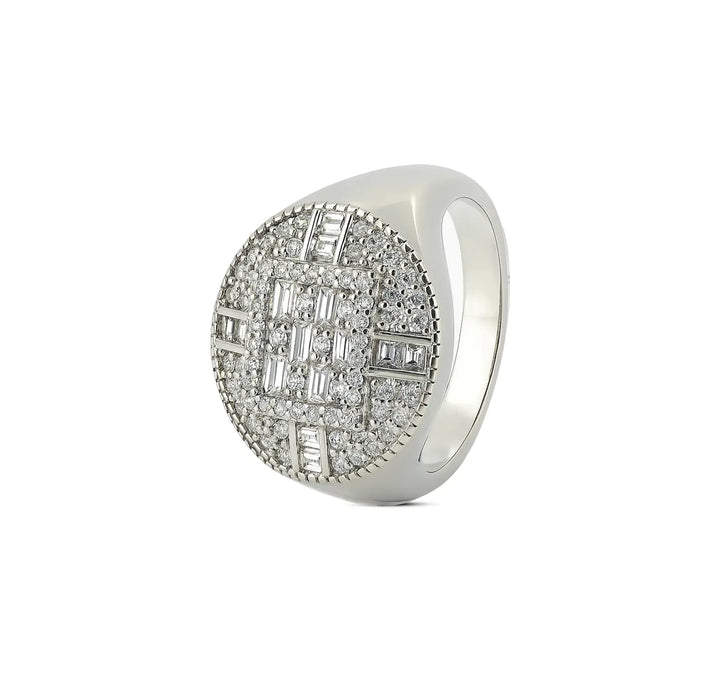 Pure Silver Round Cluster Statement Ring - Made With Pure 925 Silver